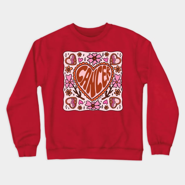 Cancer Heart Crewneck Sweatshirt by Doodle by Meg